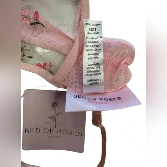 Bed Of Roses Lingerie NWT Mesh Floral Pink 2  Piece Size Large Womens size Large - Picture 8 of 10